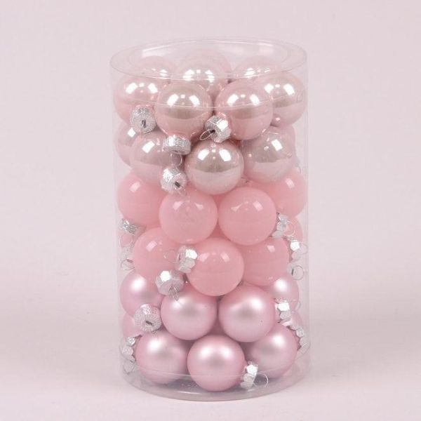 Кульки скляні 2,5 см. рожеві мікс (48 шт.) 44534