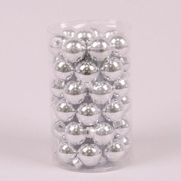 Кульки скляні 2,5 см. срібні глянсові (48 шт.) 44533