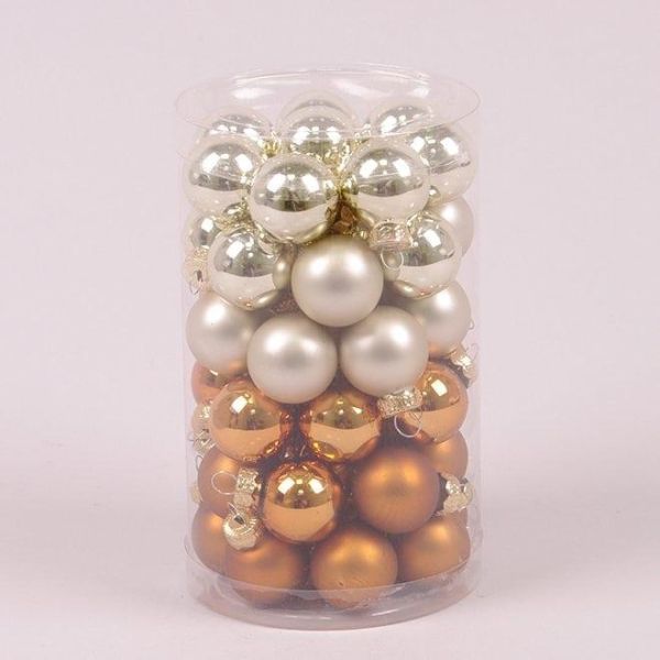 Кульки скляні 2,5 см. коричневі-шампань (48 шт.) 44529