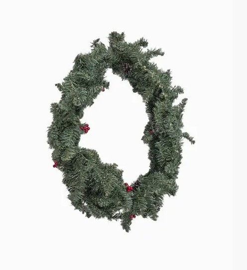 Гирлянда 270 см. декоративная Creston Frosted зеленая с шишками и ягодами.