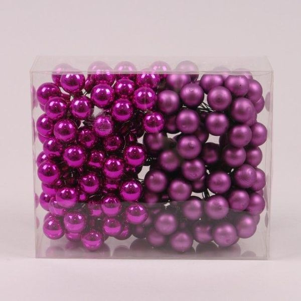 Кульки скляні 2 см. фуксія (12 пучків-144 кульки) 44392