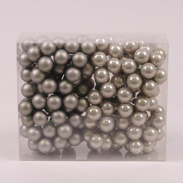 Шарики скляні 2 см. сірі (12 пучків-144 кульки) 44395