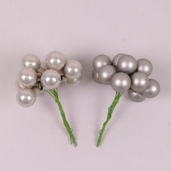 Шарики скляні 2 см. сірі (12 пучків-144 кульки) 44395