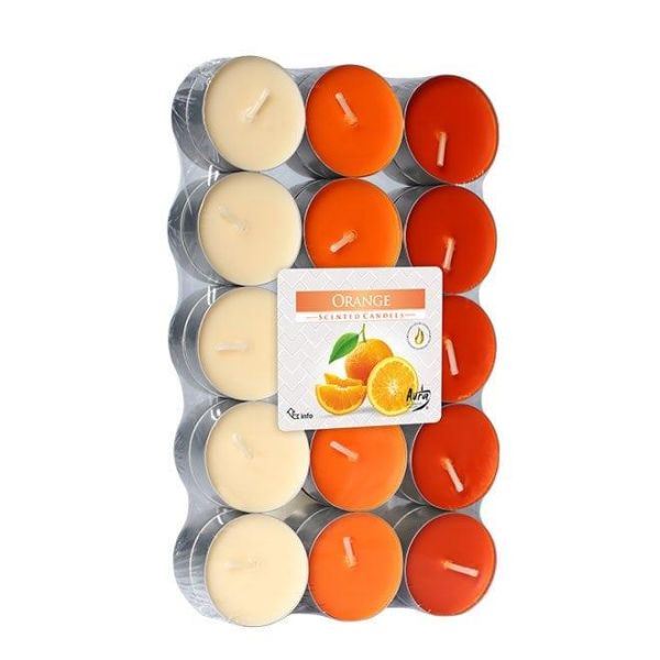 Свічка чайна пігулка ароматична Bispol мікс Апельсин D-3,9 см. 30 шт
