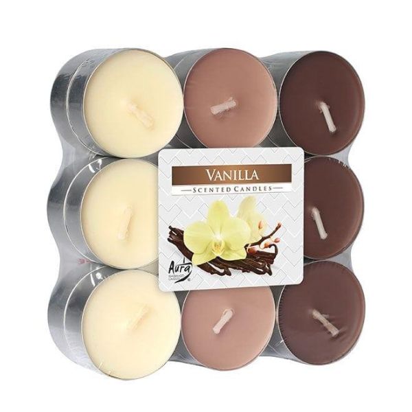 Свічка чайна пігулка ароматична Bispol мікс Ваніль D-3,9 см. 18 шт.