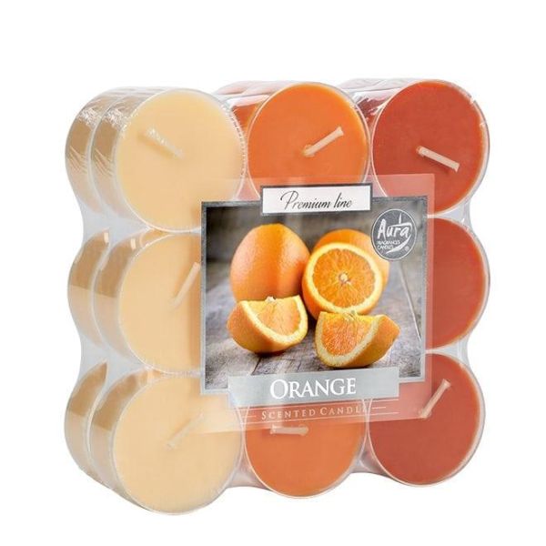 Свічка чайна пігулка ароматична Bispol мікс Апельсин D-3,8 см. 18 шт