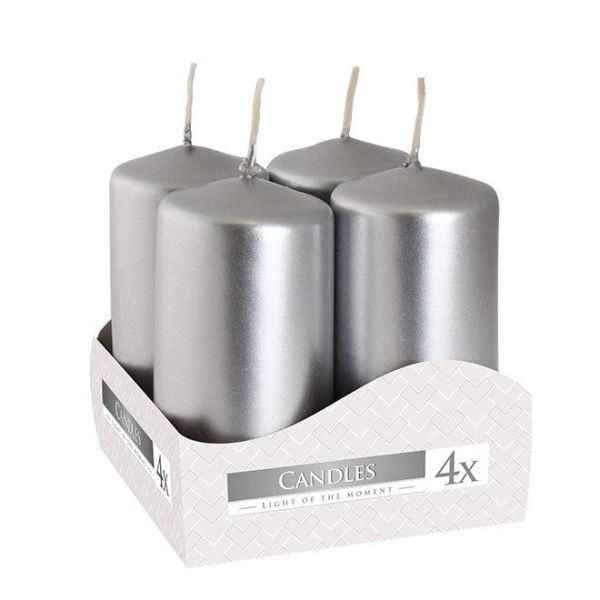 Комплект срібних свічок Bispol Циліндр 4х8 см. (4 шт.)