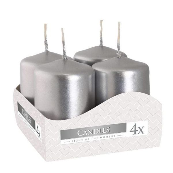 Комплект срібних свічок Bispol Циліндр 4х6 см. (4 шт.)