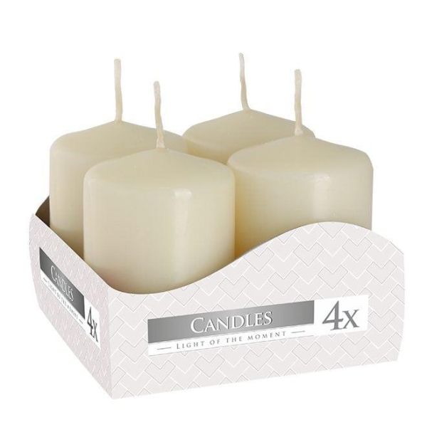 Комплект кремових свічок Bispol Циліндр 4х6 см. (4 шт.)