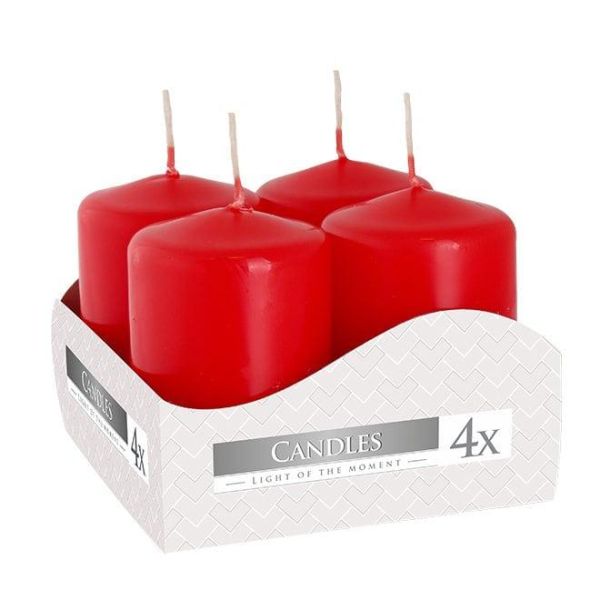 Комплект червоних свічок Bispol Циліндр 4х6 см. (4 шт.) 27363