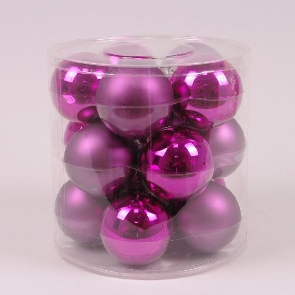 Кульки скляні 8 см. Фуксія (15 шт.)