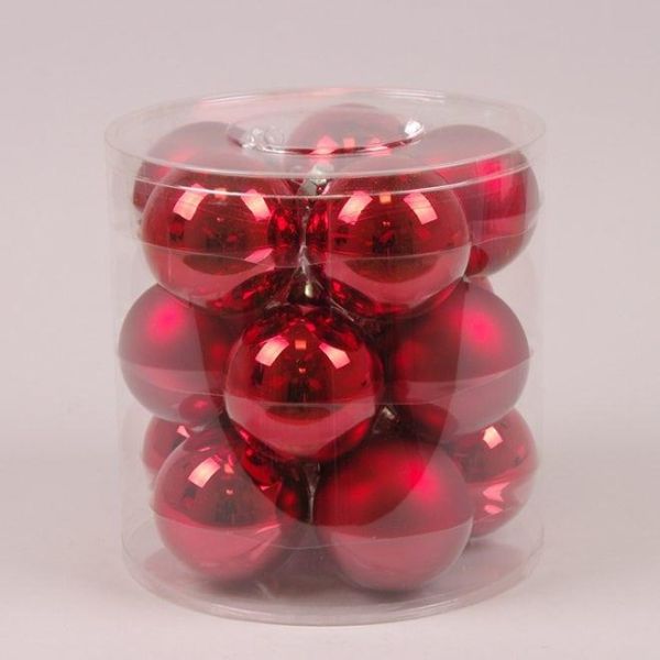 Кульки скляні 8 см. червоні (15 шт.)