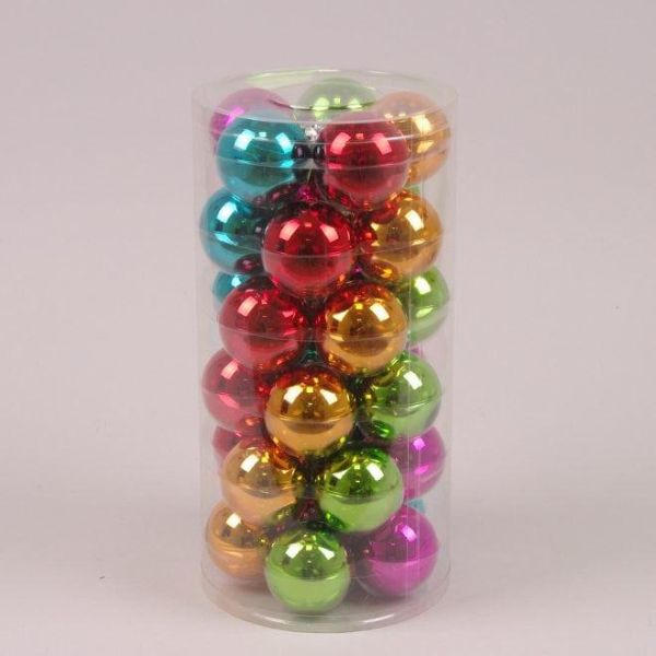 Кульки скляні 5,7 см. різнокольорові (30 шт.)