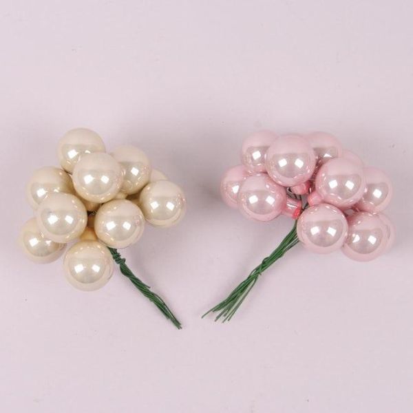 Кульки скляні 2,5 см. рожево-кремові (12 пучків-144 кульки)