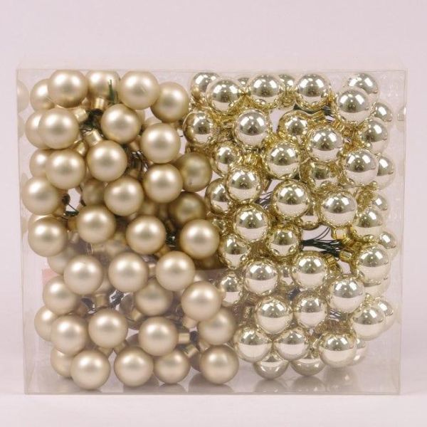 Кульки скляні 2,5 см. шампань (12 пучків-144 кульки)