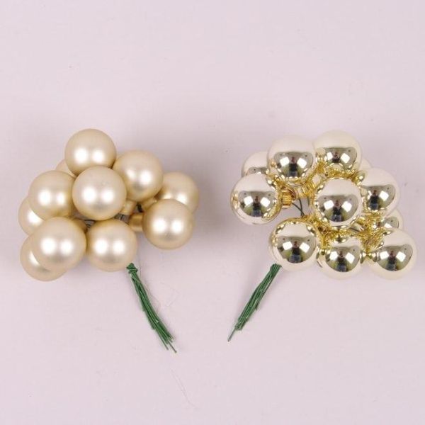 Шарики стеклянные 2,5 см. шампань (12 пучков-144 шарика)