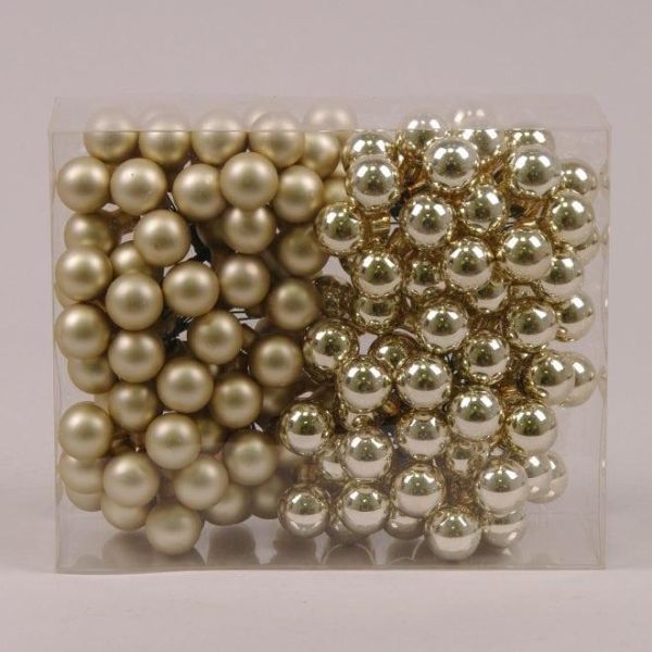 Кульки скляні 2 см. шампань (12 пучків-144 кульки)