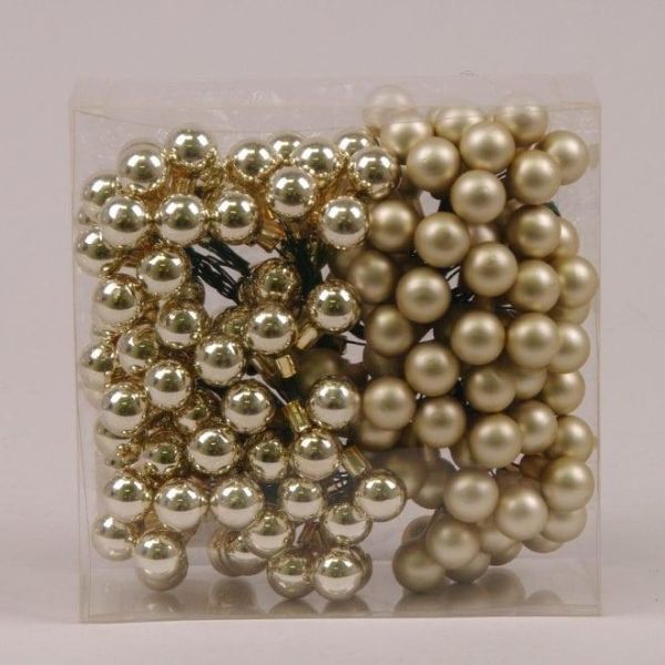 Кульки скляні 1,5 см. шампань (12 пучків-144 кульки)
