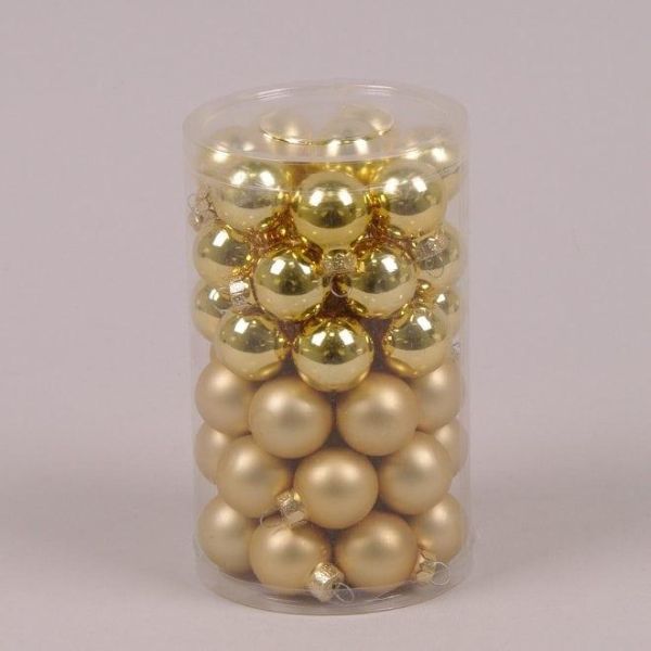 Кульки скляні 2,5 см. золоті (48 шт.)