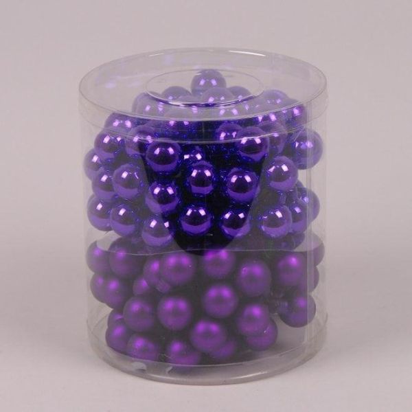 Кульки скляні 2,5 см. фіолетові (12 пучків-144 кульки)