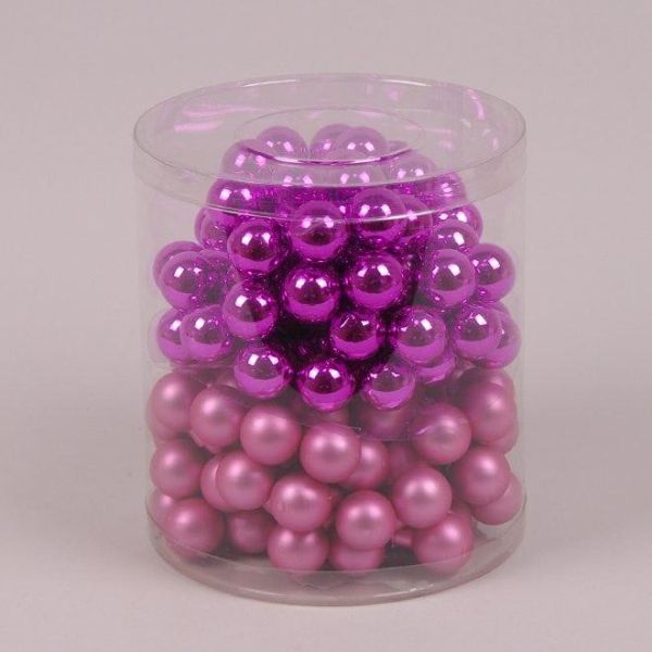 Кульки скляні 2,5 см. рожеві (12 пучків-144 кульки)
