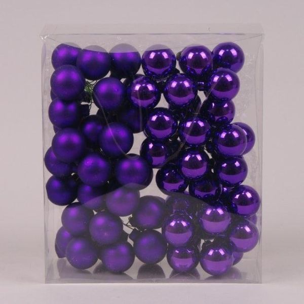 Кульки скляні 3 см. фіолетові (6 пучків-72 кульки)