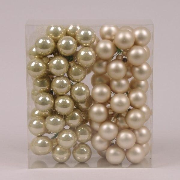 Кульки скляні 3 см. золото-шампань (6 пучків-72 кульки)