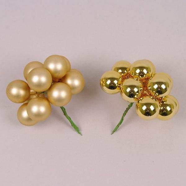 Кульки скляні 3 см. золоті (6 пучків-72 кульки)