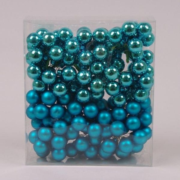 Кульки скляні 2,5 см. бірюзові (12 пучків-144 кульки)