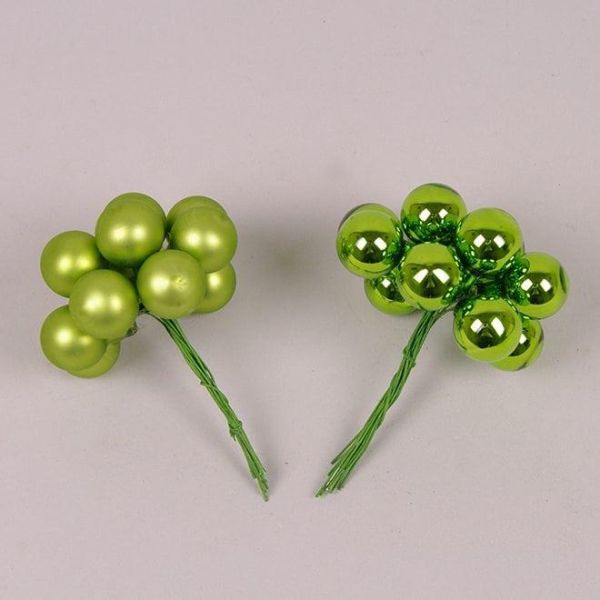 Кульки скляні 2 см. зелені (12 пучків-144 кульки)