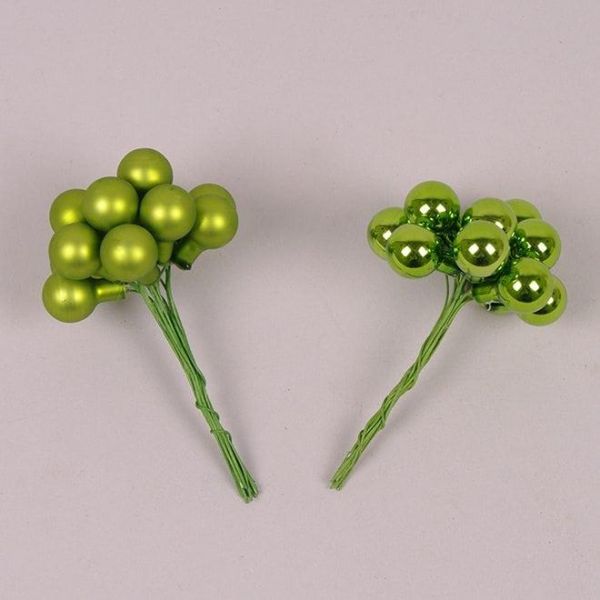 Кульки скляні 1,5 см. зелені (12 пучків-144 кульки) 40202