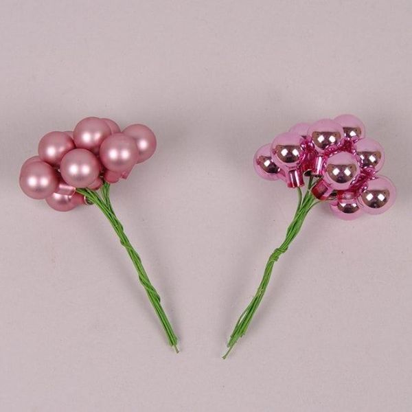 Кульки скляні 1,5 см. рожеві (12 пучків-144 кульки)