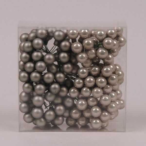 Кульки скляні 1,5 см. сірі (12 пучків-144 кульки)