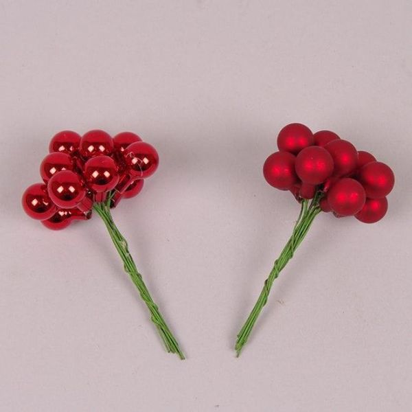 Шарики стеклянные 1,5 см. красные (12 пучков-144 шарика)