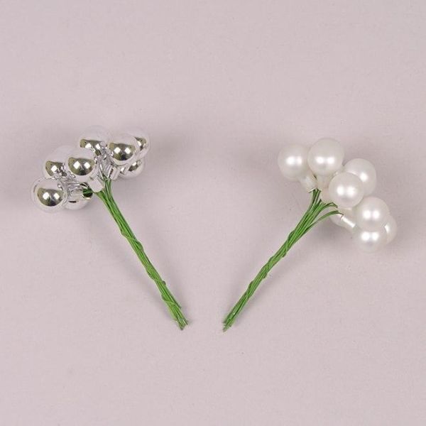 Кульки скляні 1,5 см. срібні (12 пучків-144 кульки)