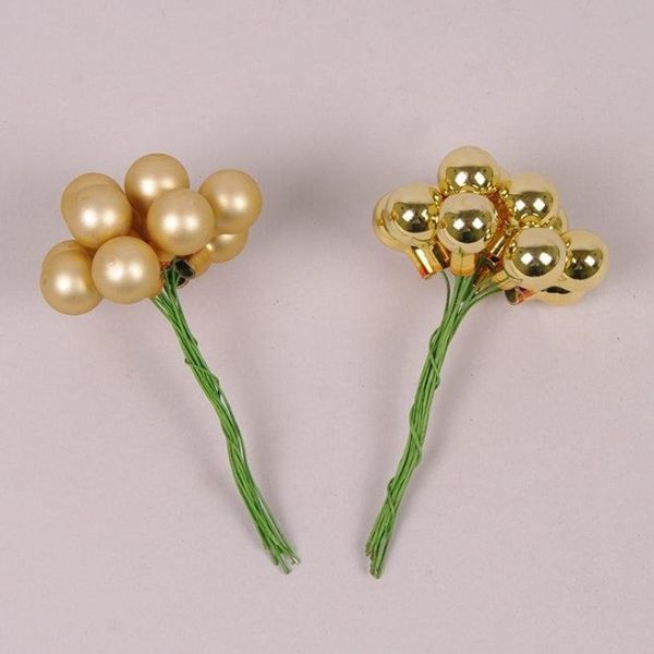 Кульки скляні 1,5 см. золоті (12 пучків-144 кульки)