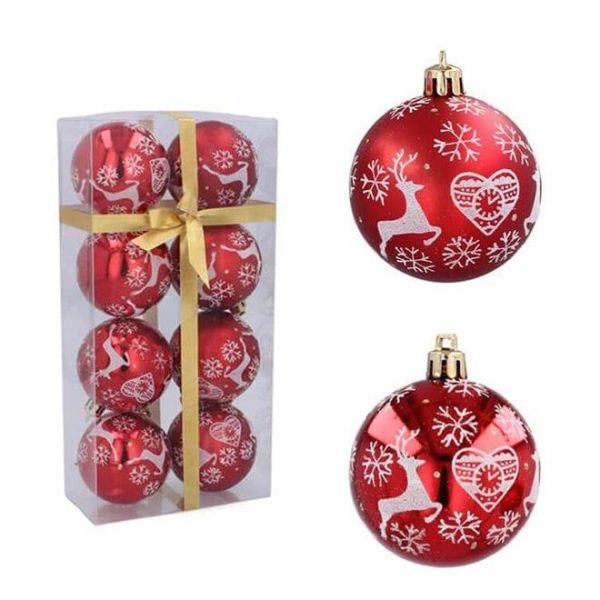 Набір пластикових червоних новорічних кульок 8 шт. D-6 см. 43191