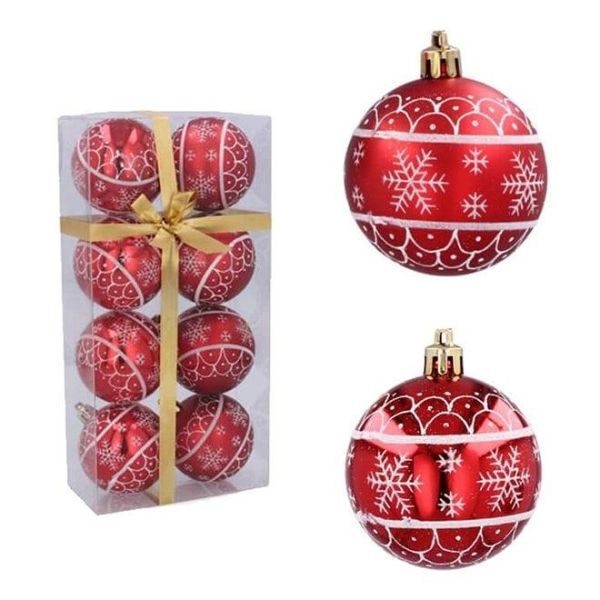 Набір пластикових червоних новорічних кульок 8 шт. D-6 см. 43190