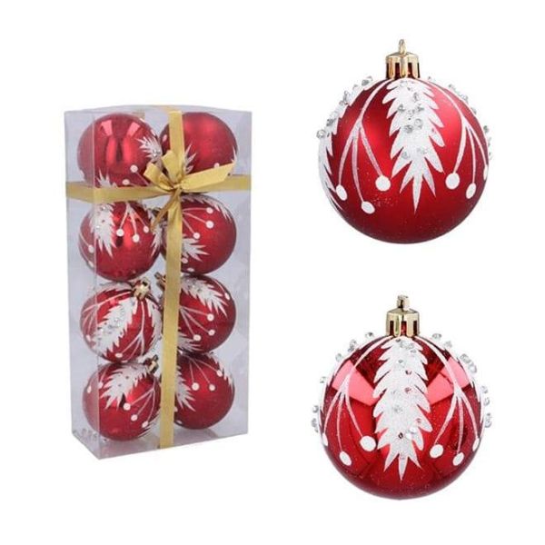 Набір пластикових червоних новорічних кульок 8 шт. D-6 см. 43188