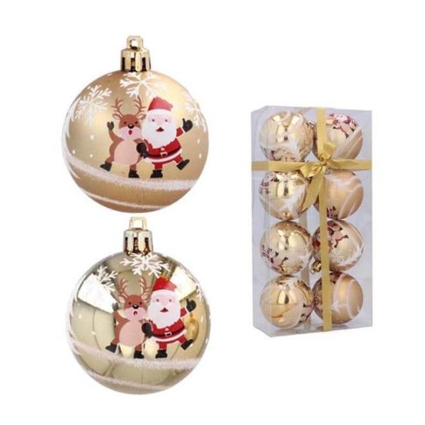 Набір пластикових золотих новорічних кульок 8 шт. D-6 см. 43183