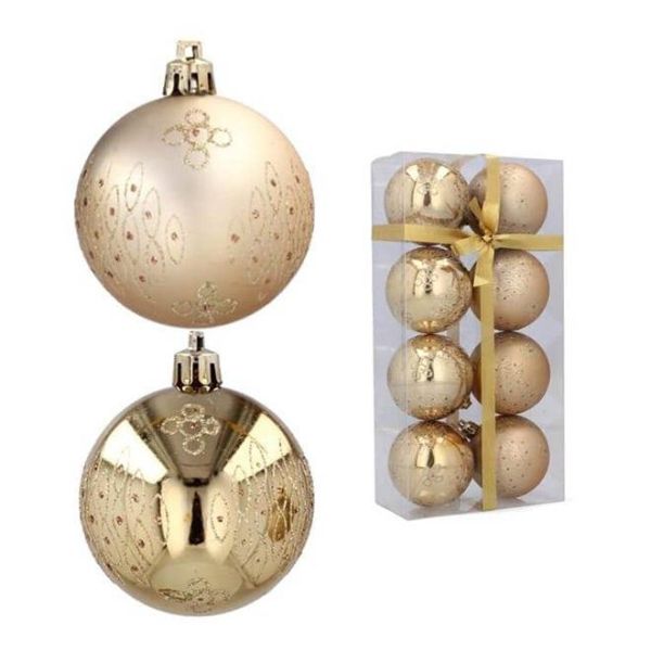Набір пластикових золотих новорічних кульок 8 шт. D-6 см. 43180