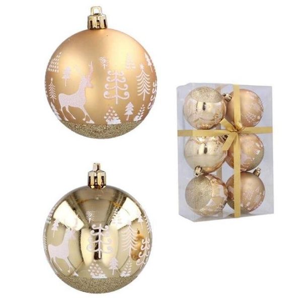 Набір пластикових золотих новорічних кульок 6 шт. D-7 см. 43179