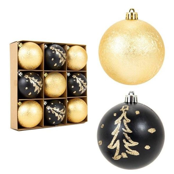 Набір пластикових новорічних кульок мікс 9 шт. D-8 см. 43164