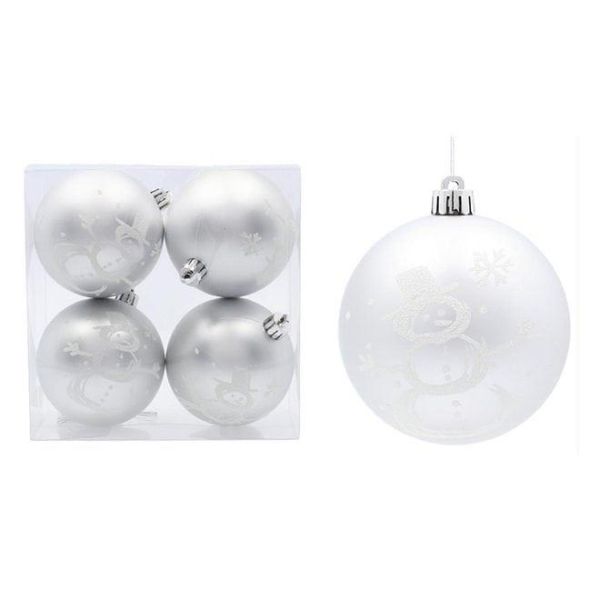 Набір пластикових срібних новорічних кульок 4 шт. D-8 см. 43155