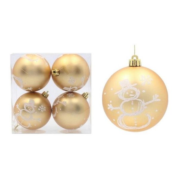 Набір пластикових золотих новорічних кульок 4 шт. D-8 см. 43154