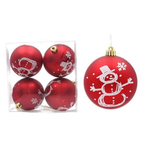 Набір пластикових червоних новорічних кульок 4 шт. D-8 см. 43153