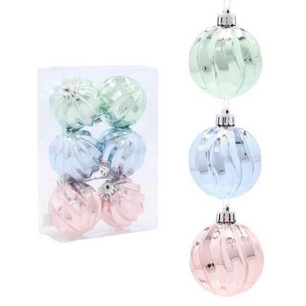 Набір пластикових новорічних кульок мікс 6 шт. D-6 см. 43149