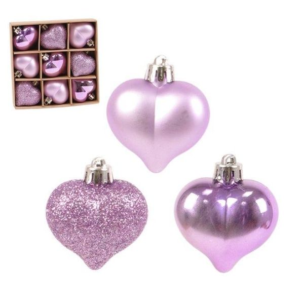 Набір пластикових фіолетових новорічних прикрас 9 шт. D-4.5 см. 43146