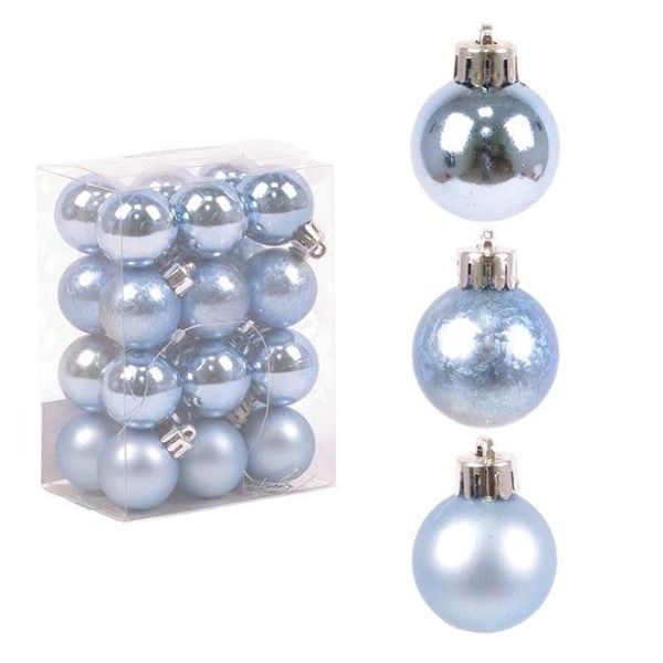 Набір пластикових синіх новорічних кульок 24 шт. D-3 см. 43143