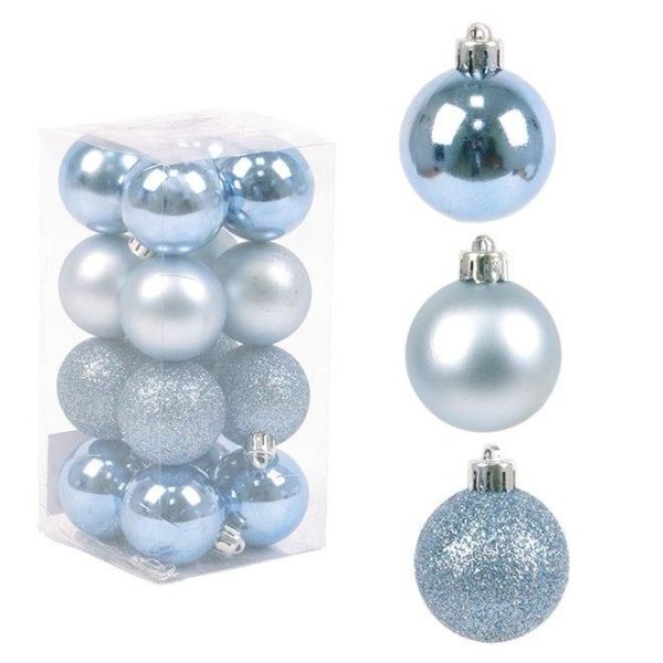 Набір пластикових синіх новорічних кульок 16 шт. D-4 см. 43141